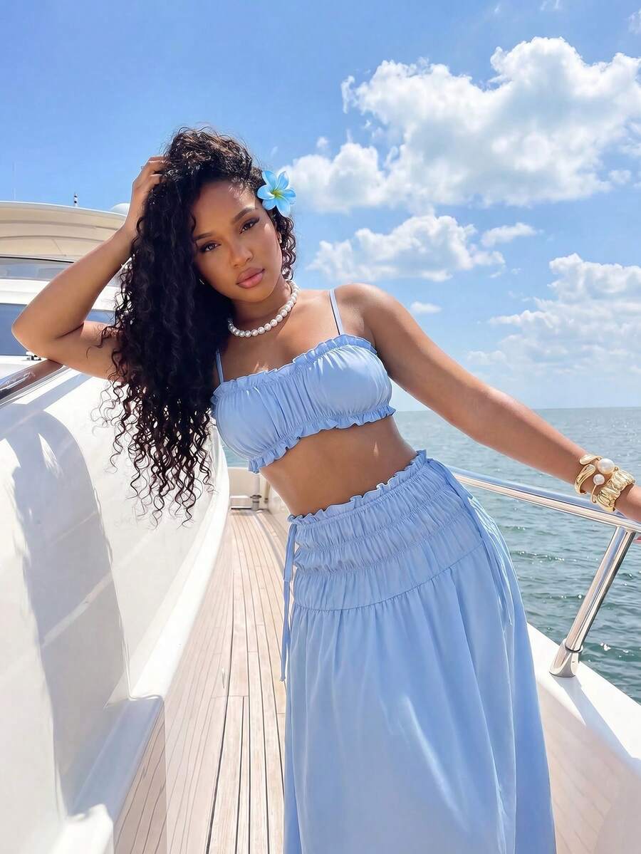 Sky Breeze Ruffle Maxi Skirt