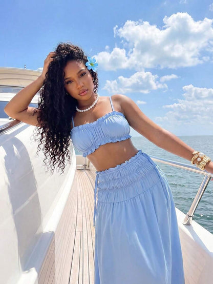 Sky Breeze Ruffle Maxi Skirt