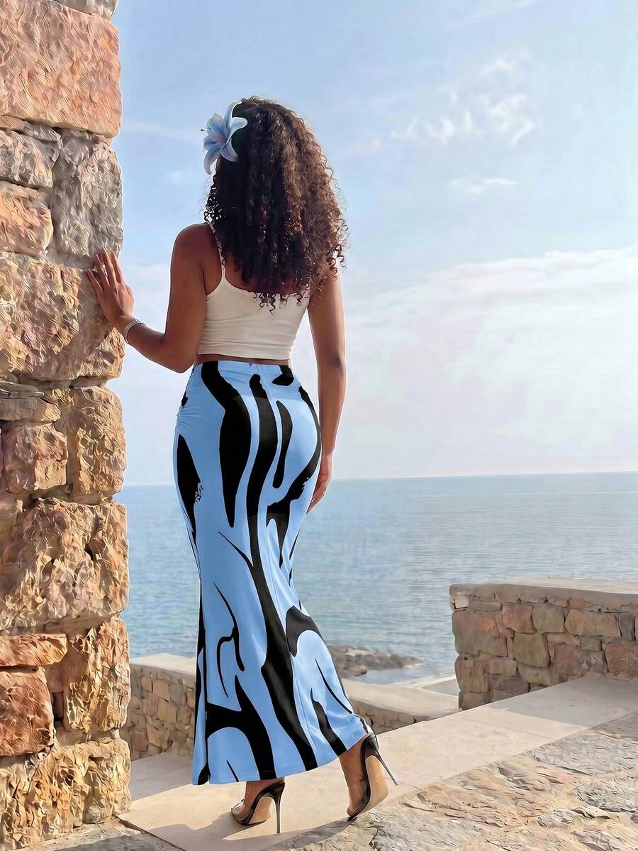 Blue Mirage Mermaid Maxi Skirt