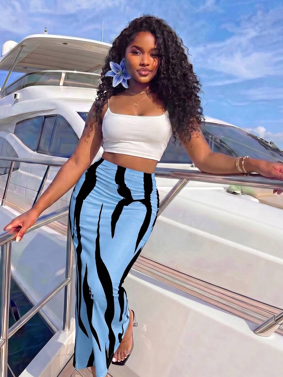 Blue Mirage Mermaid Maxi Skirt