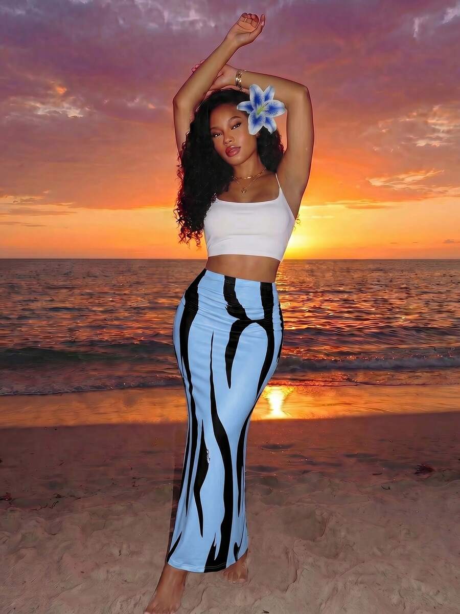 Blue Mirage Mermaid Maxi Skirt