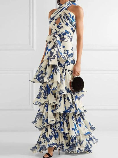 Lace-Up Lolita Swing Skirt Maxi Dress - Airnori