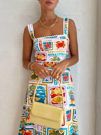 Viva - Graffiti Strap Tube Top Maxi Dress