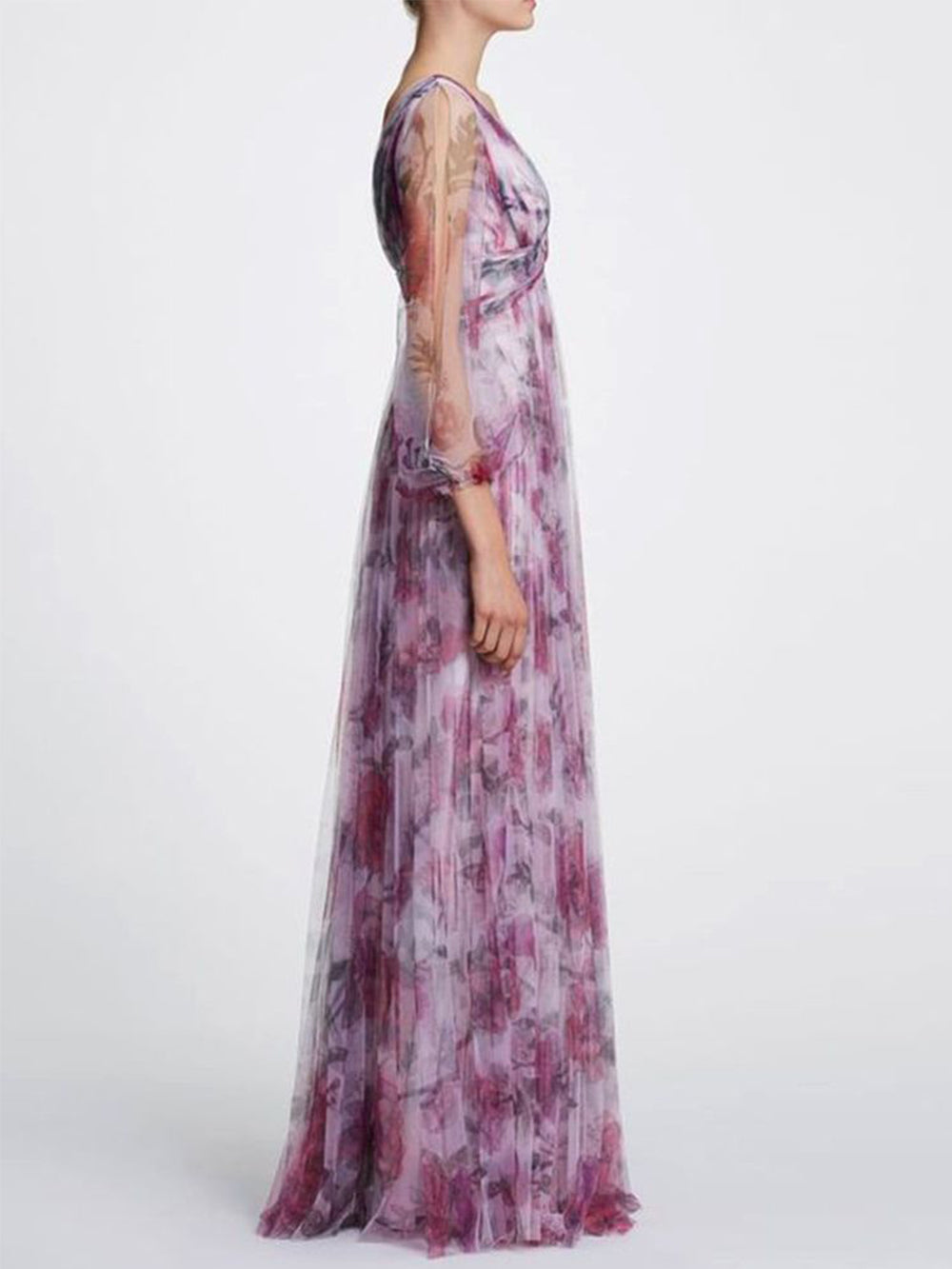 Printed Chiffon Maxi Dress - Airnori