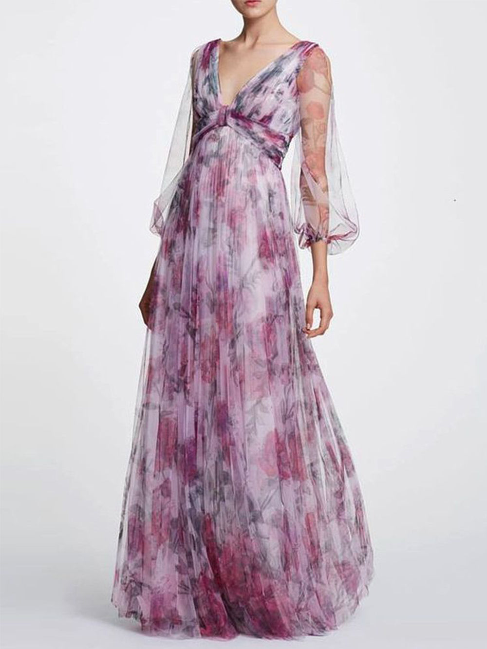 Printed Chiffon Maxi Dress - Airnori