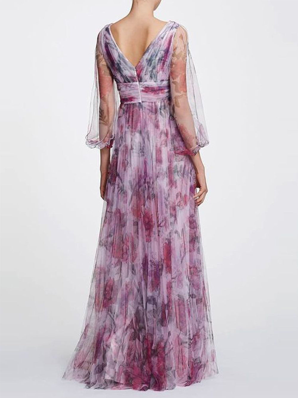 Printed Chiffon Maxi Dress - Airnori