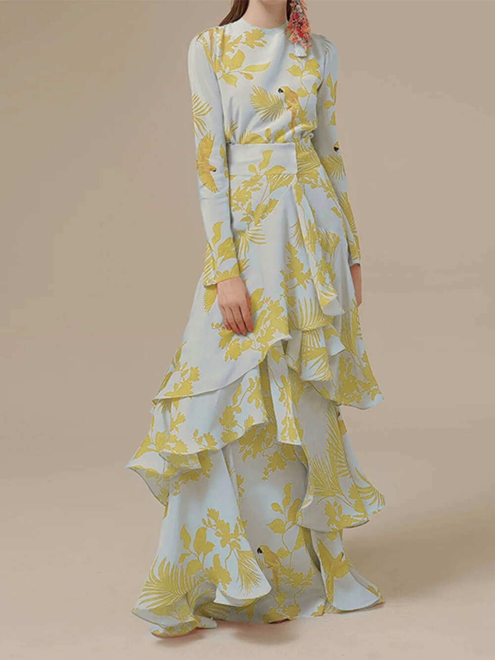 Irregular Long Dress With Ruffles - Airnori