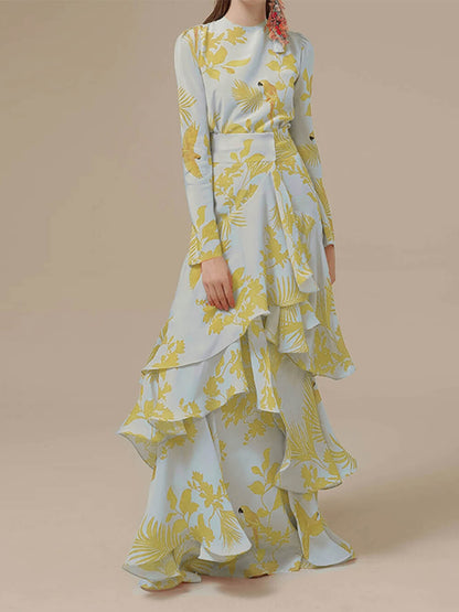 Irregular Long Dress With Ruffles - Airnori