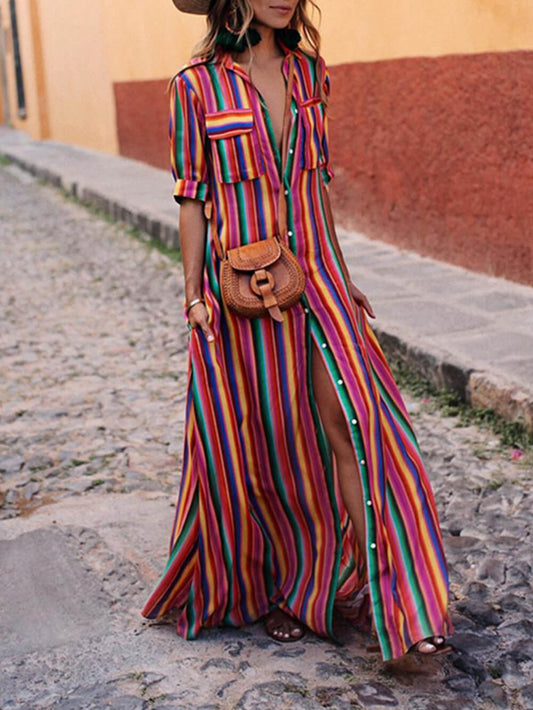 Lena - Casual Striped Maxi Skirt