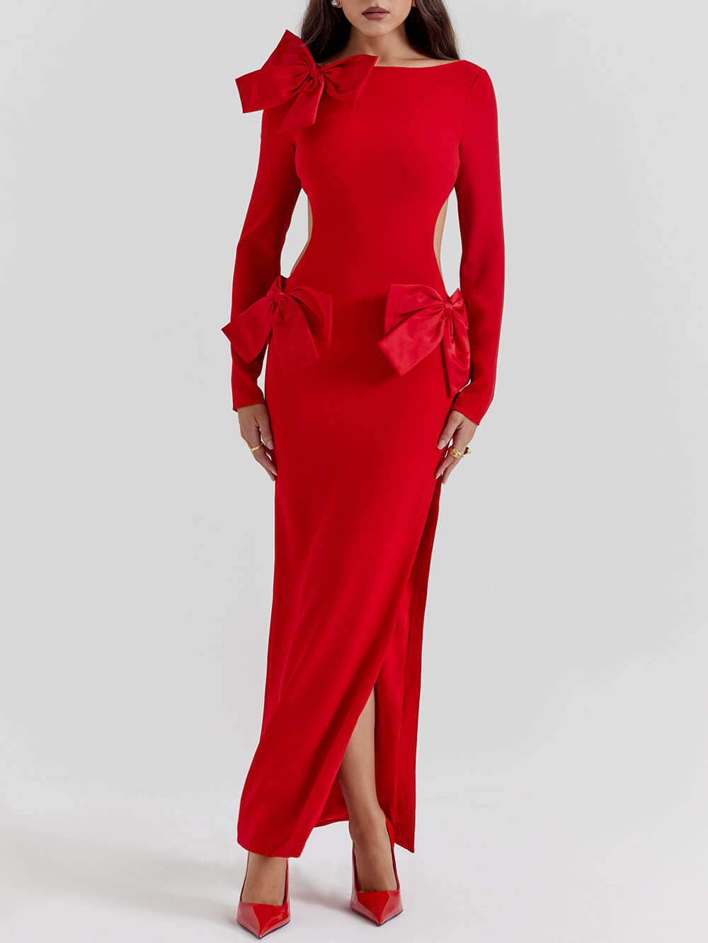 Red Bow Maxi Dress - Airnori