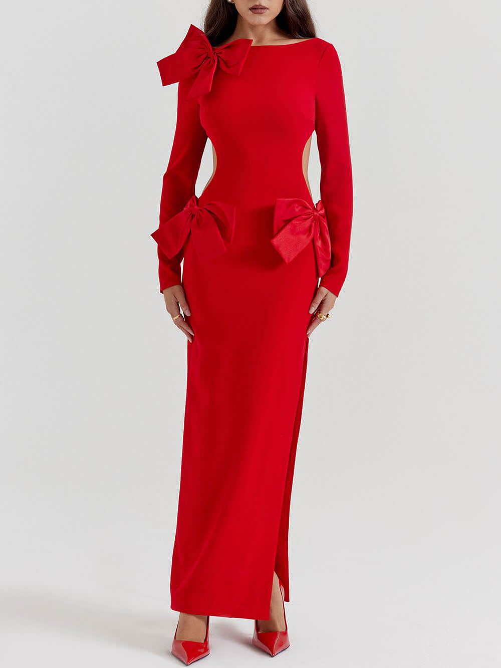 Red Bow Maxi Dress - Airnori