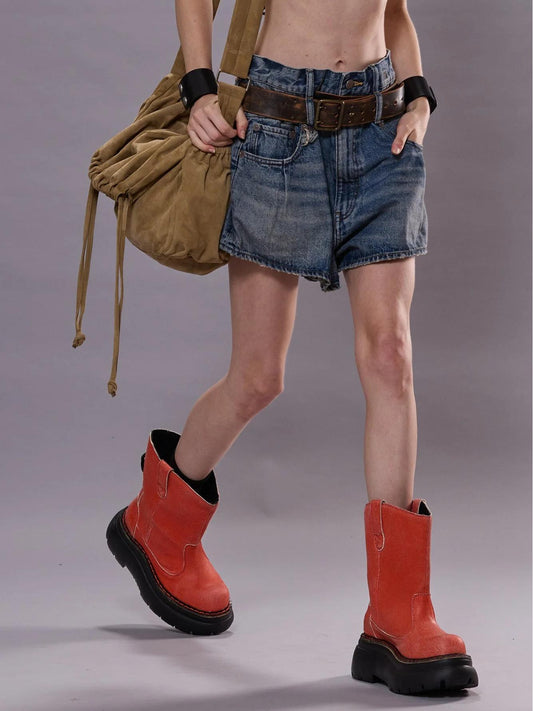 Indigo Explorer Double Loop Relaxed Denim Shorts