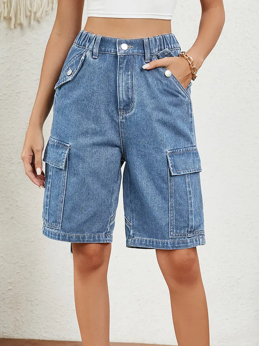 Avery – Washed Cargo Denim Shorts