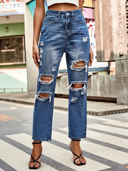 Urban Ripped Cropped Straight Jeans