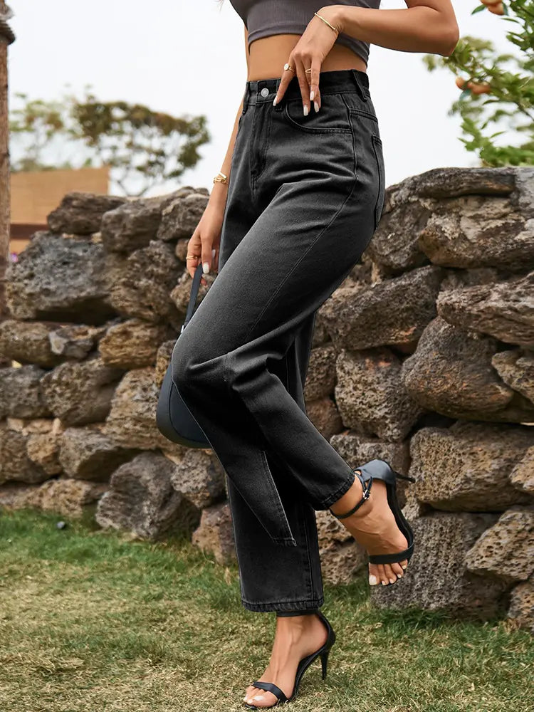 Modern Split-Hem Relaxed Denim Pants