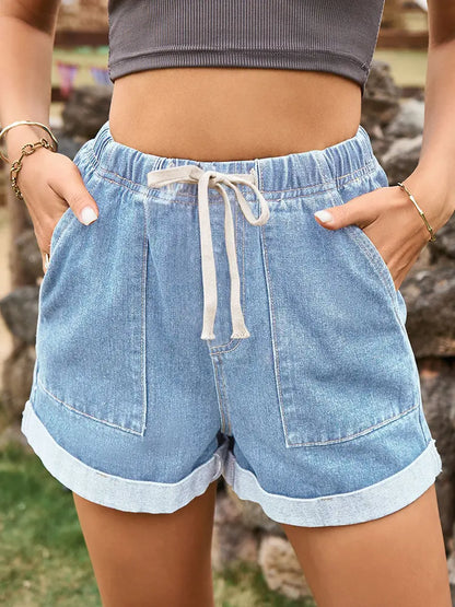Everyday Tie-Waist Denim Shorts