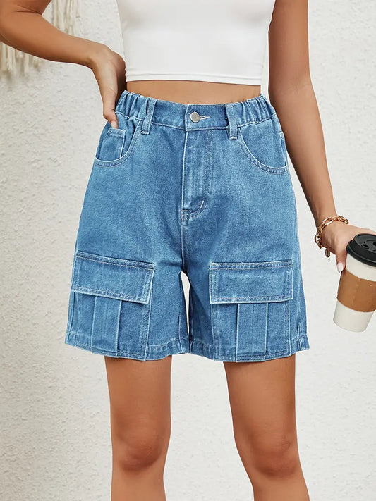 EasyFit Washed Utility Denim Shorts