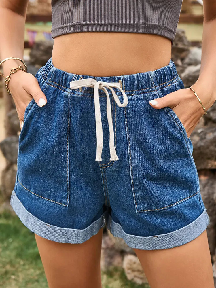 Everyday Tie-Waist Denim Shorts