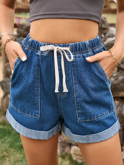 Everyday Tie-Waist Denim Shorts