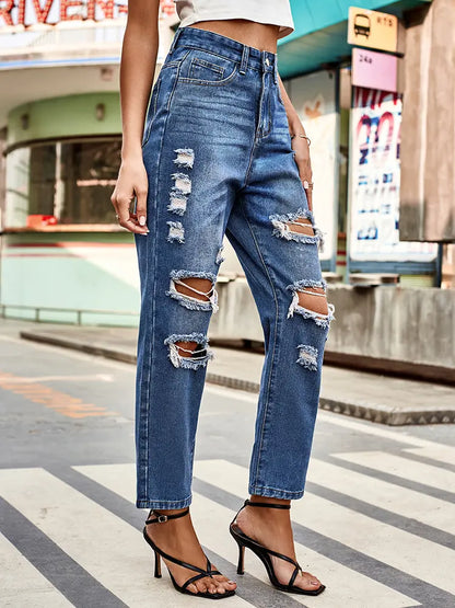 Urban Ripped Cropped Straight Jeans