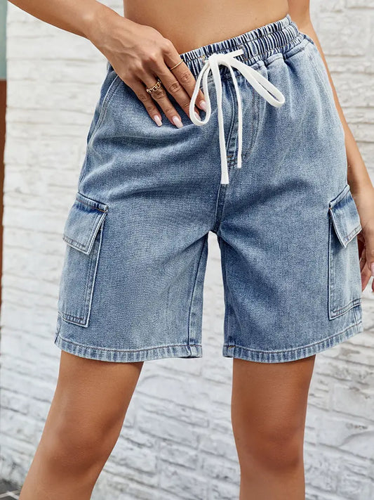 Vintage Tie-Waist Denim Shorts