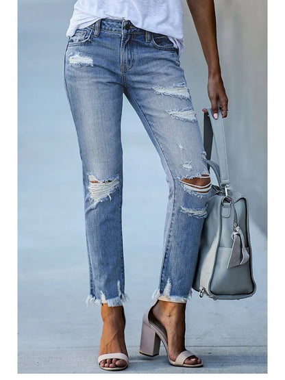 Harper - Slim Fit Ripped Cropped Jeans