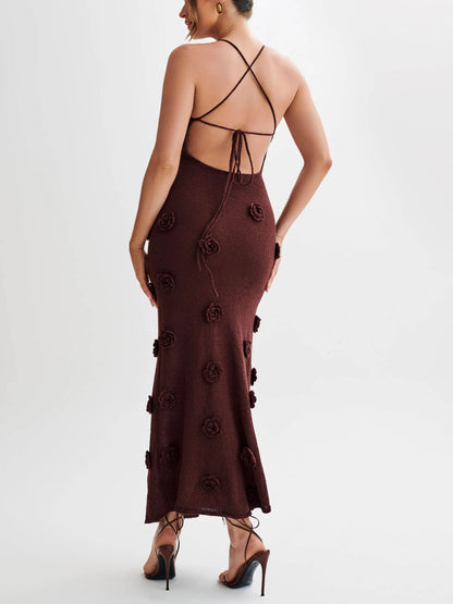Ariana - 3D Floral V-Neck Maxi Dress