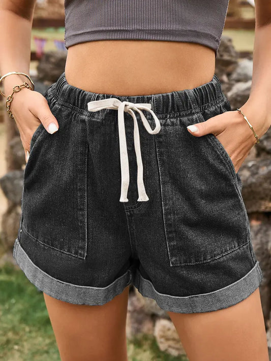 Everyday Tie-Waist Denim Shorts