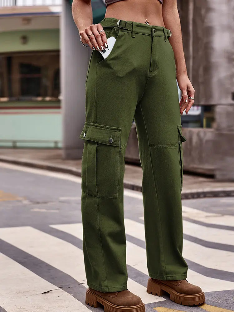 Urban Adjustable Waist Cargo Denim Pants