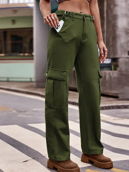 Urban Adjustable Waist Cargo Denim Pants