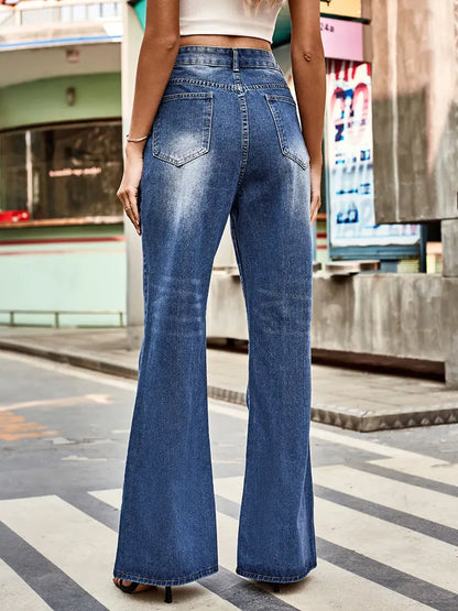 Harper - Washed Flared Mid-Rise Jeans