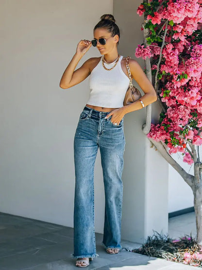Vintage Fray Mid-Rise Slim Jeans