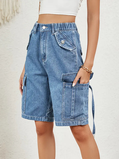 Avery – Washed Cargo Denim Shorts