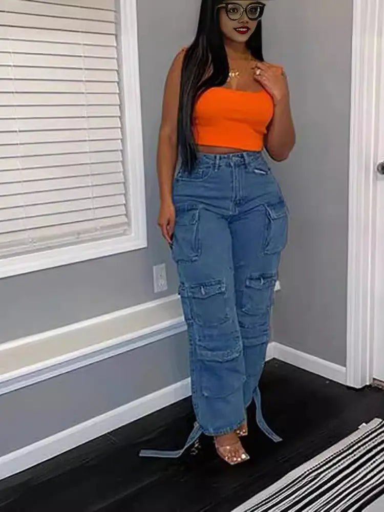 Skylar - Urban Cargo Denim Pants