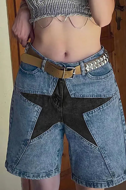 Star Patch Urban Denim Shorts