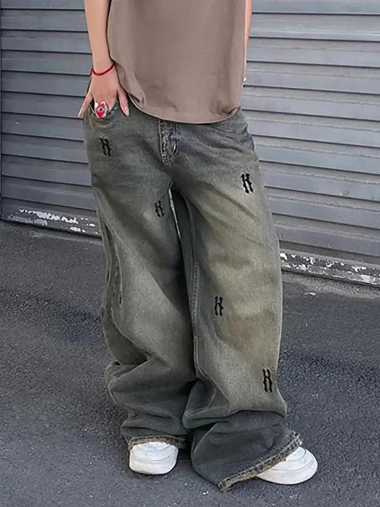 Luna - Vintage Printed Straight Jeans