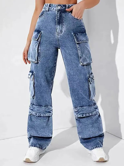 Streetwise High-Waist Cargo Jeans
