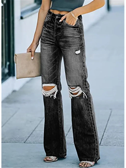 Harper - High-Waist Ripped Relaxed Jeans