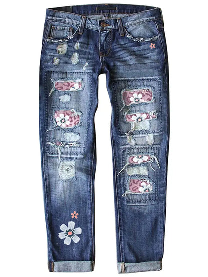 Sunny Muse Slim Fit Sunflower Patch Jeans