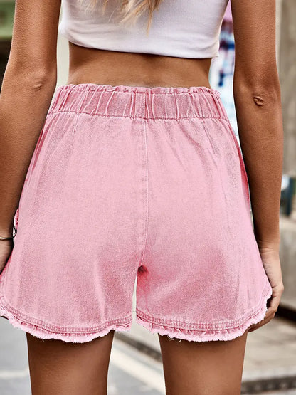 Bloom Fray High-Rise Denim Shorts