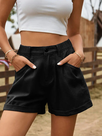 Premium Elastic Waist Denim Shorts
