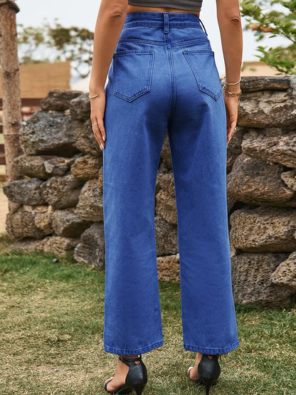 Modern Split-Hem Relaxed Denim Pants