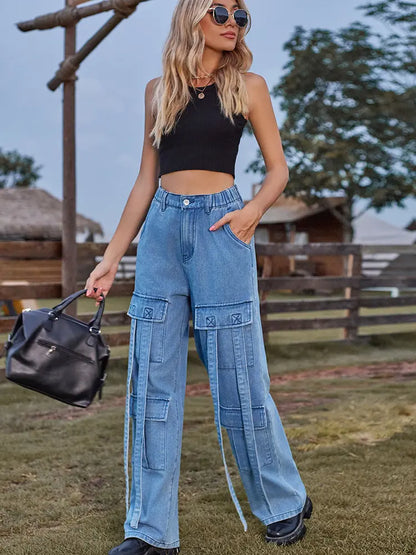 Urban Tie-Detail Heavy-Duty Cargo Jeans