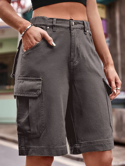 Classic Frayed Hem Denim Shorts