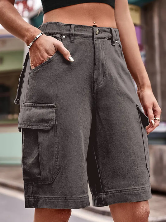 Classic Frayed Hem Denim Shorts