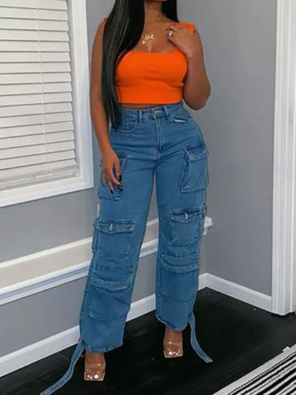 Skylar - Urban Cargo Denim Pants