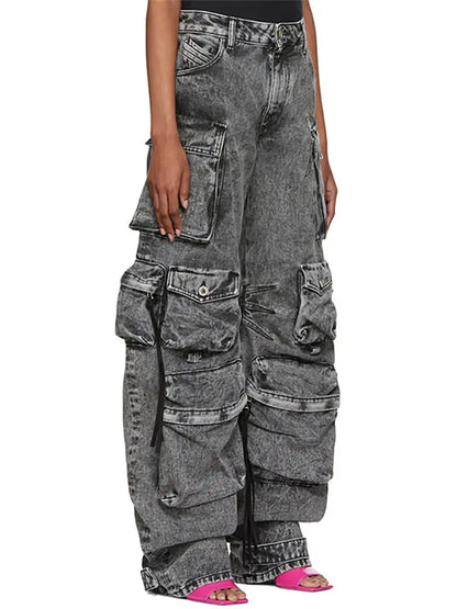 Rebel - Distressed Cargo Denim Pants
