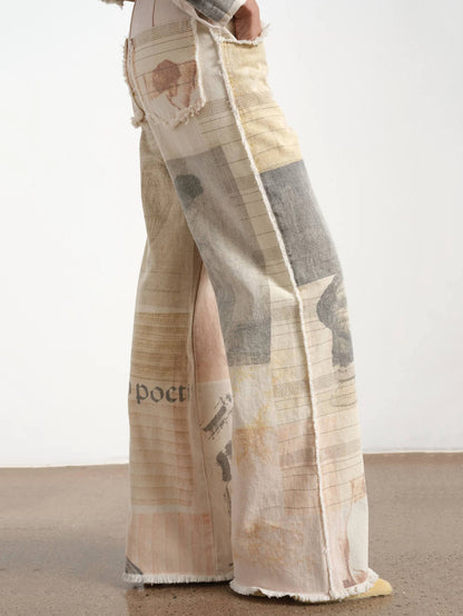Alma – Artistic Patchwork Wide-Leg Cotton Jeans