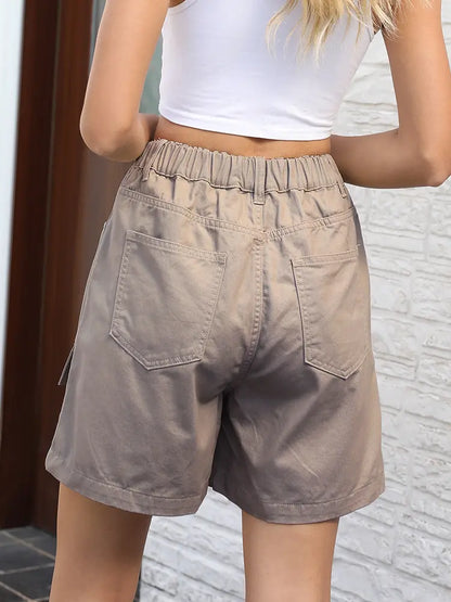 Essential Elastic Utility Denim Shorts