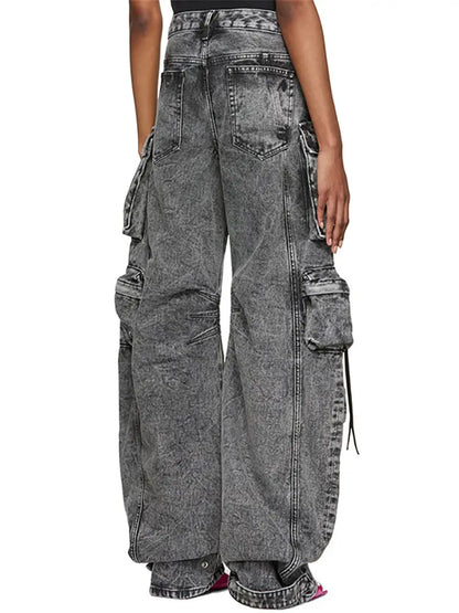 Rebel - Distressed Cargo Denim Pants